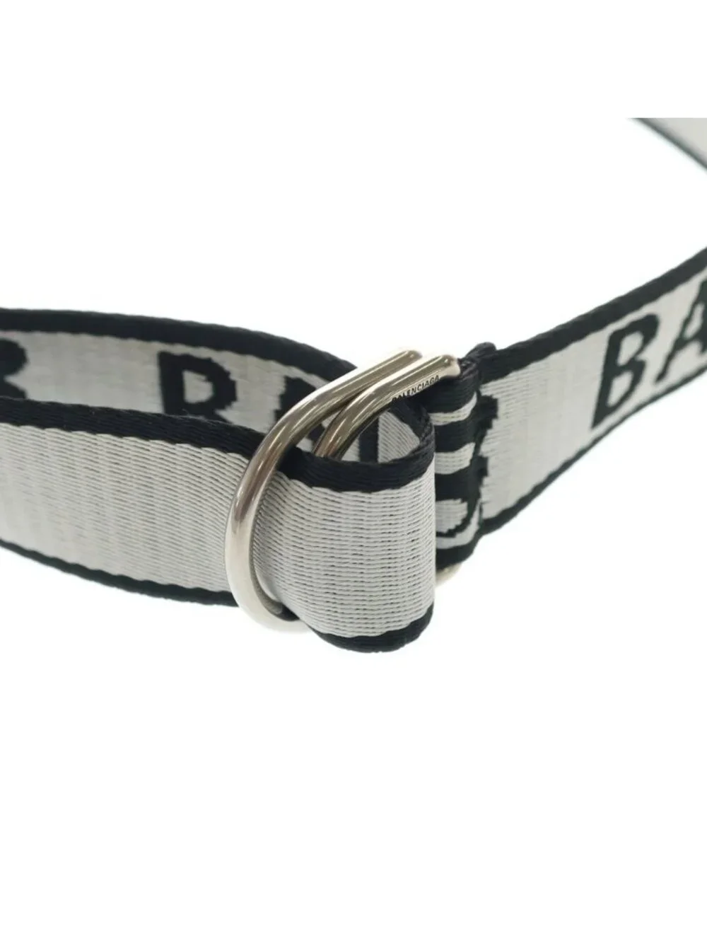 Balenciaga Logo D Ring Belt Black White